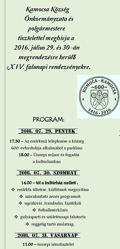 Falunapok, Kamocsa