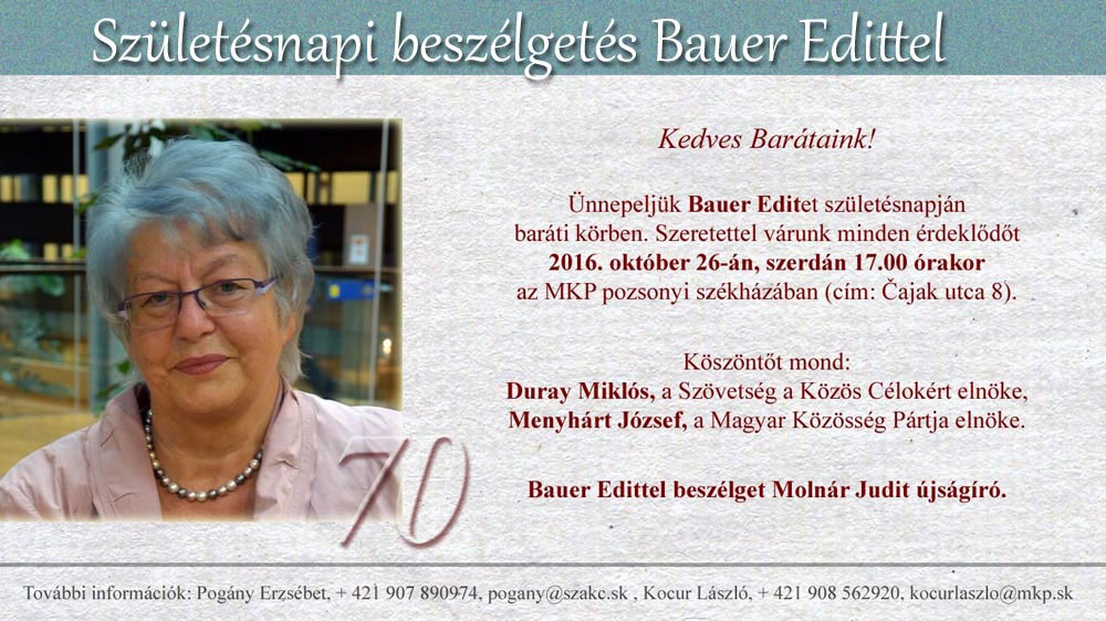 Születésnapi beszélgetés Bauer Edittel