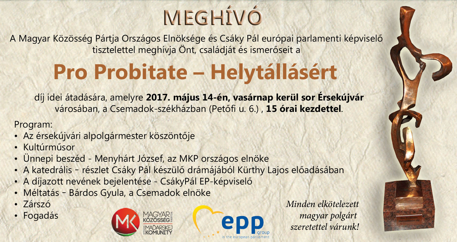 Pro Probitate - Helytállásért / díjátadás Érsekújvárban